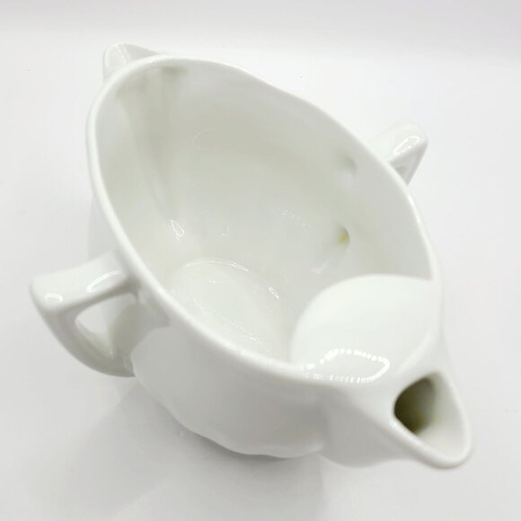 Hehum C.P. & Co. White Porcelain Double Spout Gravy Boat Serving Tablescape - Picture 3 of 10